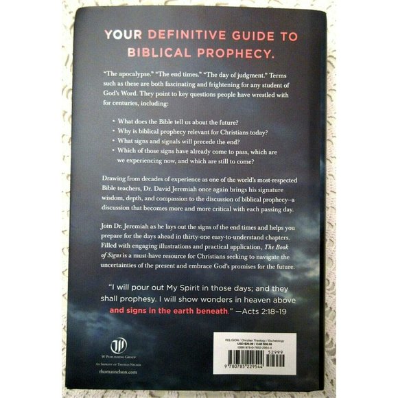 David Jeremiah THE BOOK OF SIGNS Book 31 Undeniable Prophecies Of The Ap… - Picture 3 of 5